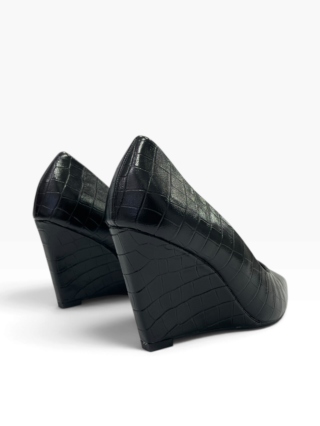 Γόβες Wedge με Croco Ανάγλυφη Υφή