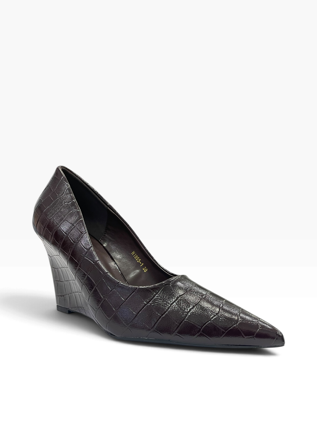 Γόβες Wedge με Croco Ανάγλυφη Υφή