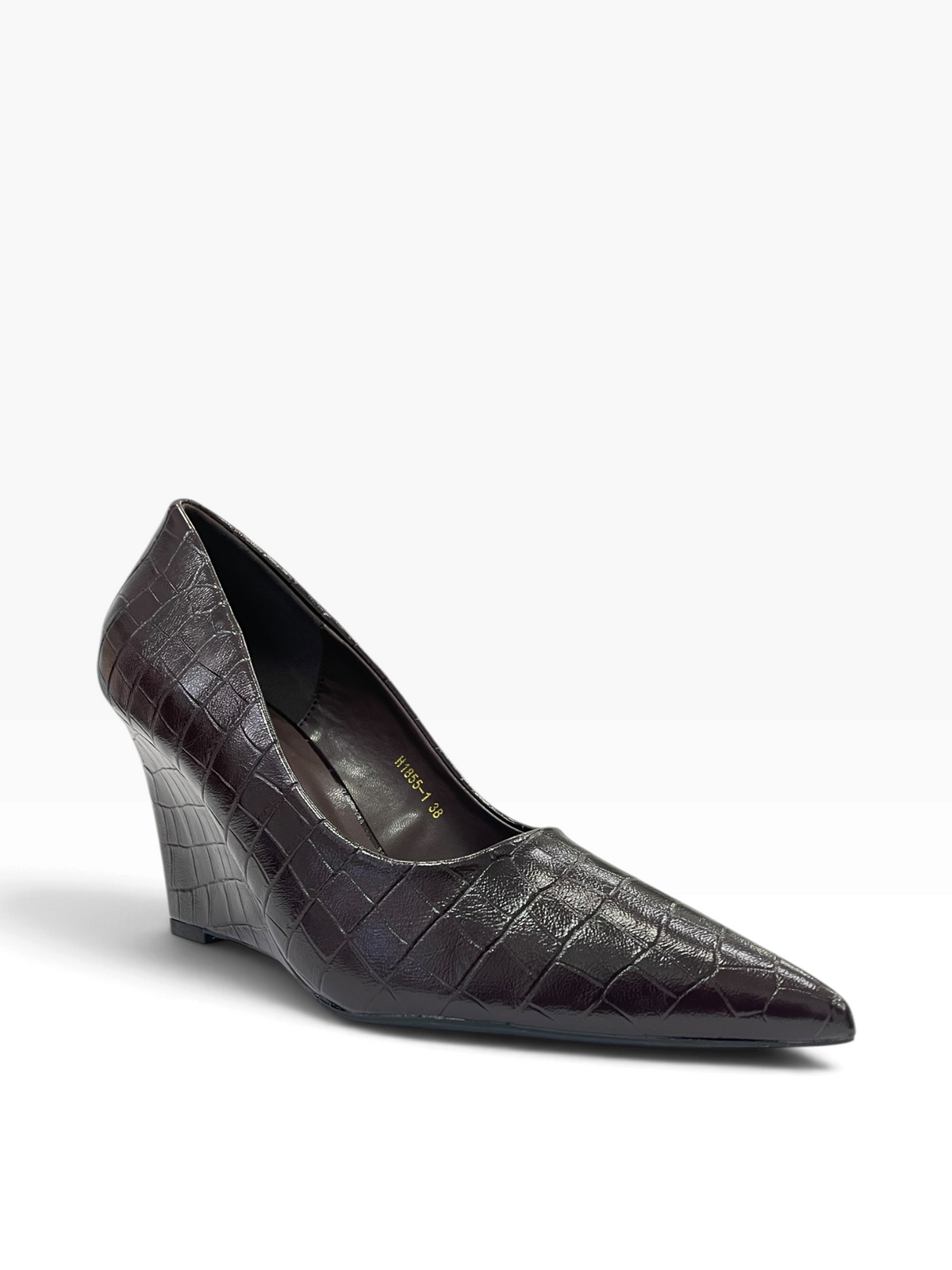 Γόβες Wedge με Croco Ανάγλυφη Υφή