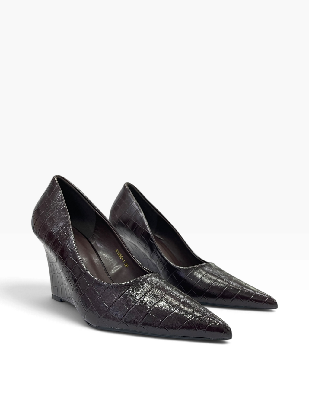 Γόβες Wedge με Croco Ανάγλυφη Υφή