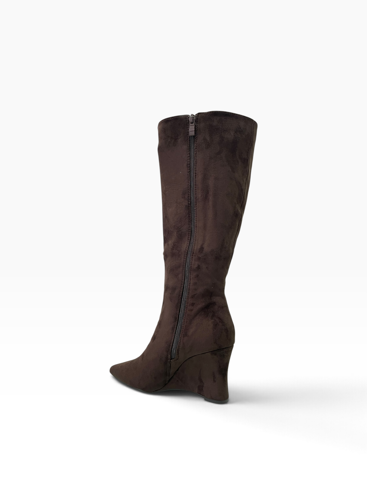 Suede Wedge Μπότες κάτω από το γόνατο