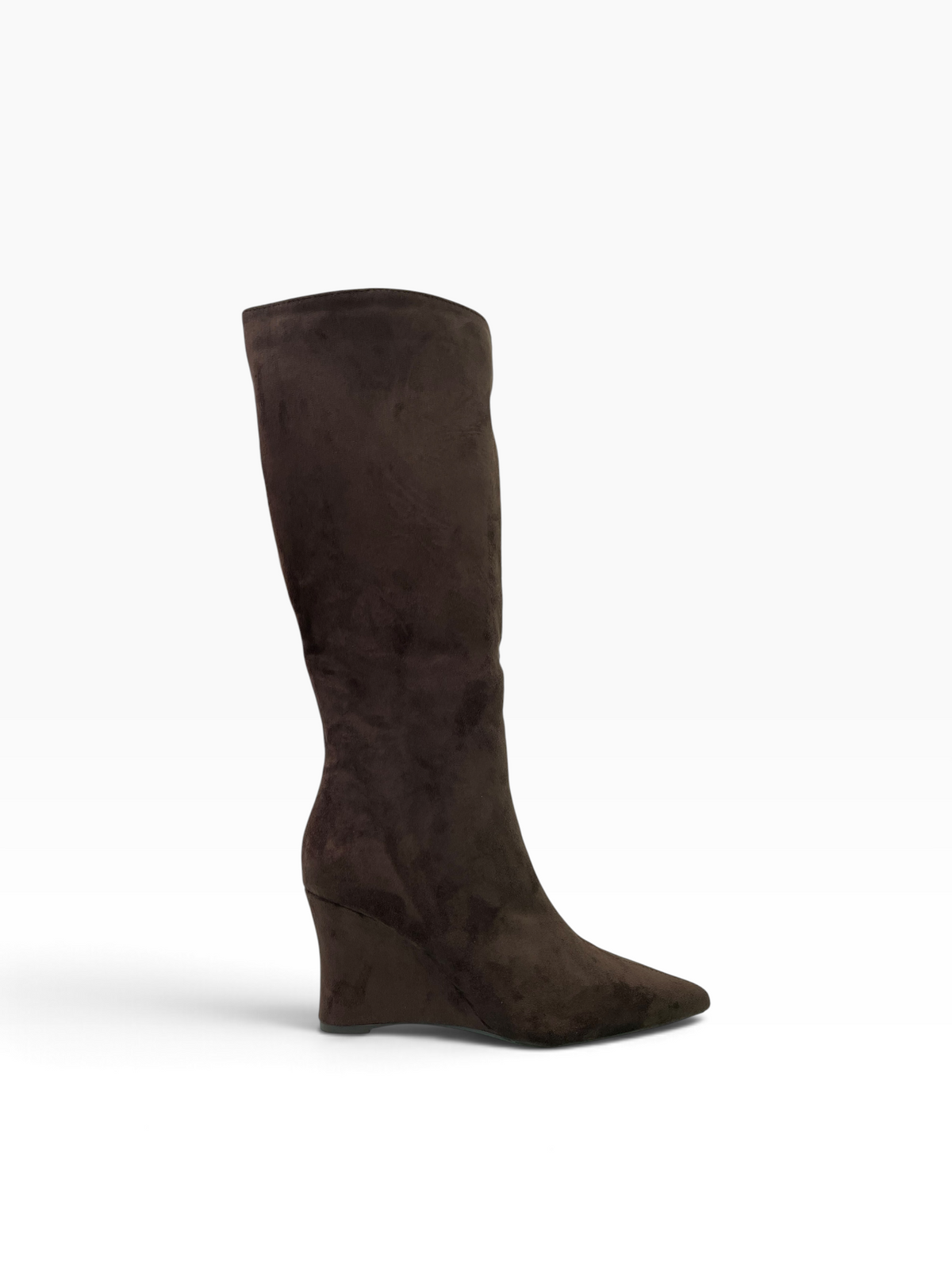 Suede Wedge Μπότες κάτω από το γόνατο