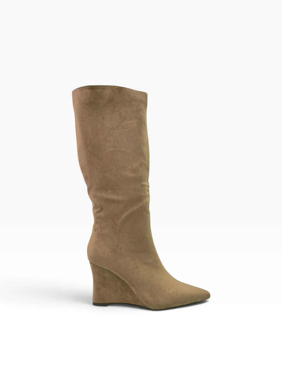 Suede Wedge Μπότες κάτω από το γόνατο