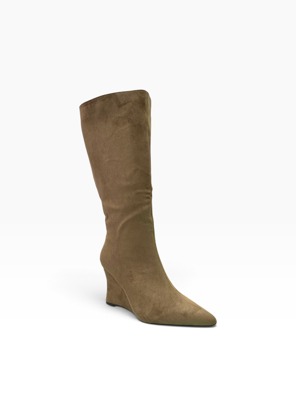Suede Wedge Μπότες κάτω από το γόνατο