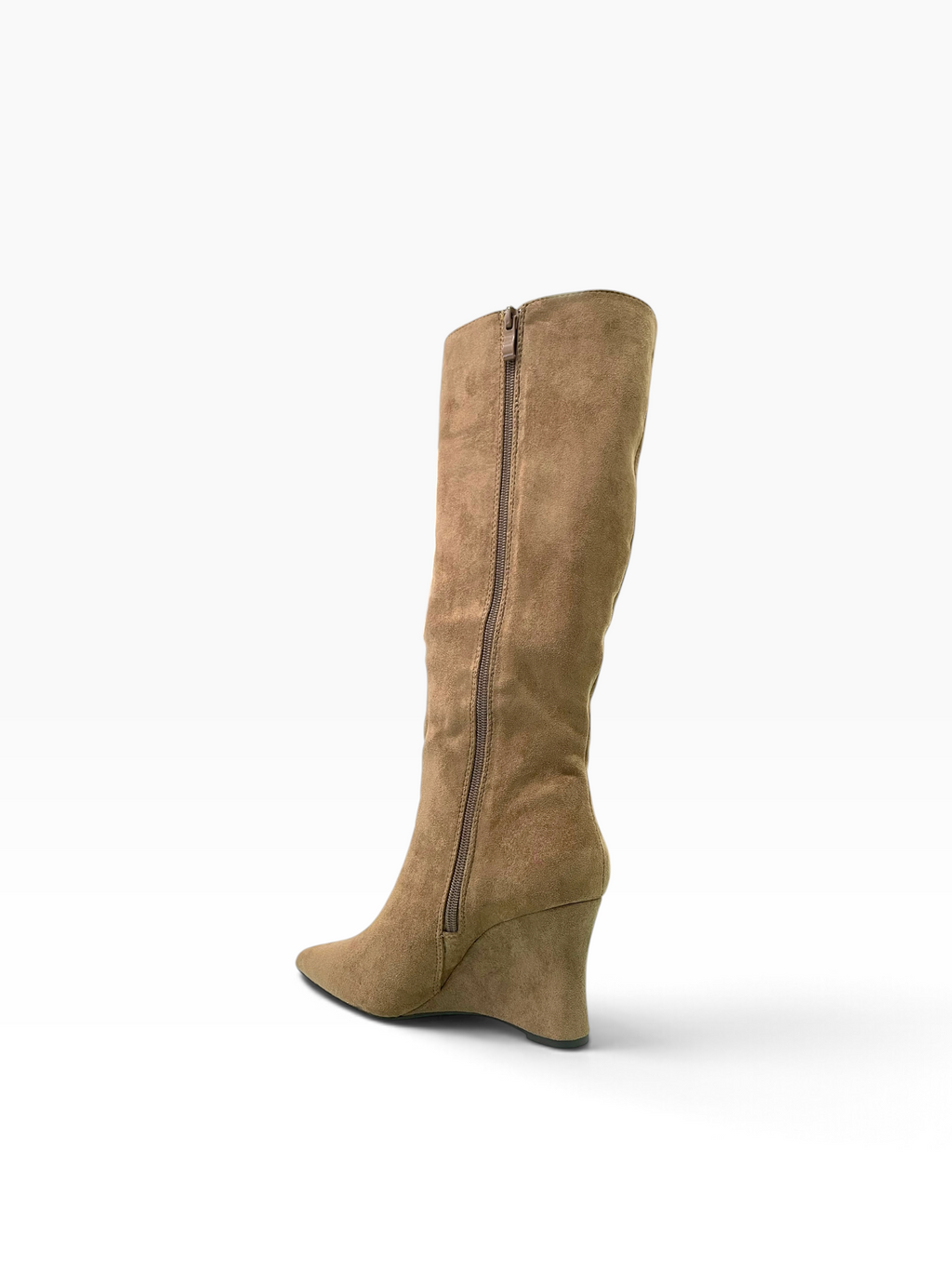 Suede Wedge Μπότες κάτω από το γόνατο