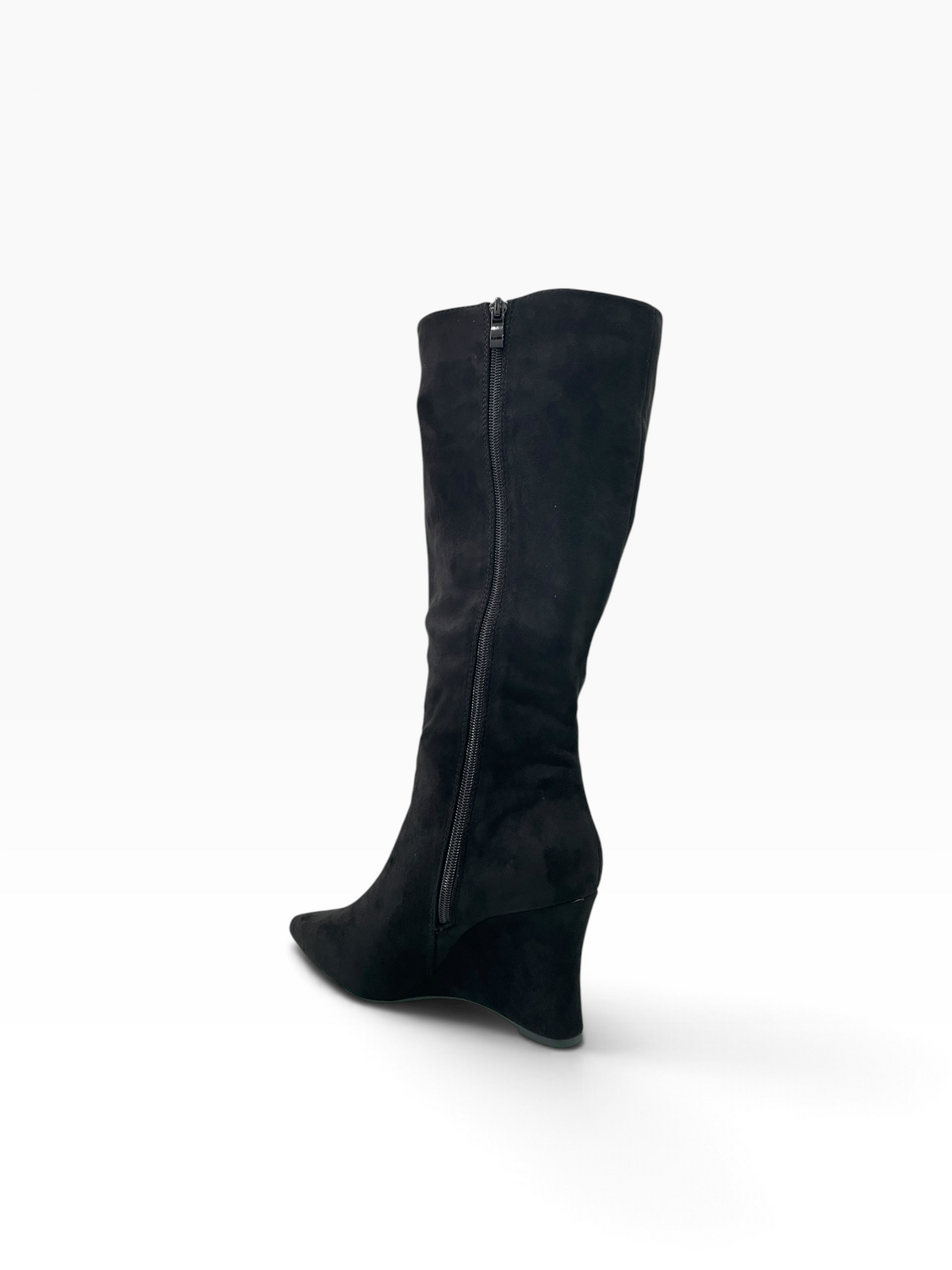 Suede Wedge Μπότες κάτω από το γόνατο