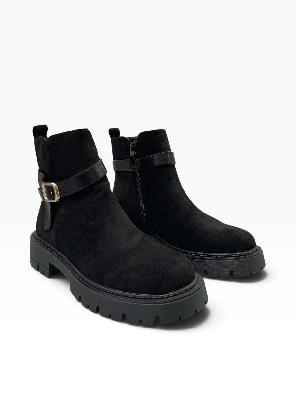 Ankle Boots με Αγκράφα & Τρακτερωτή Σόλα