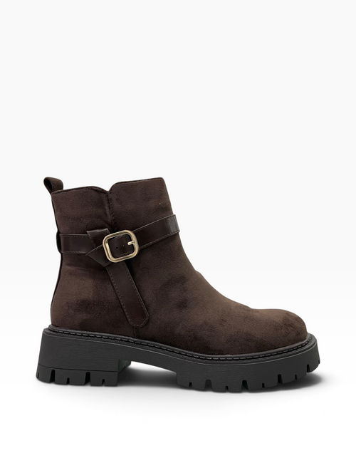 Ankle Boots με Αγκράφα & Τρακτερωτή Σόλα