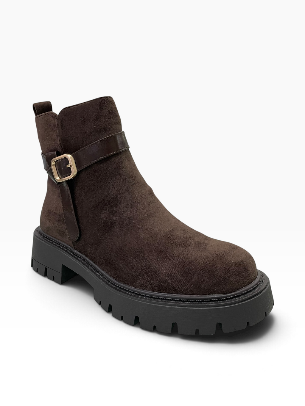 Ankle Boots με Αγκράφα & Τρακτερωτή Σόλα