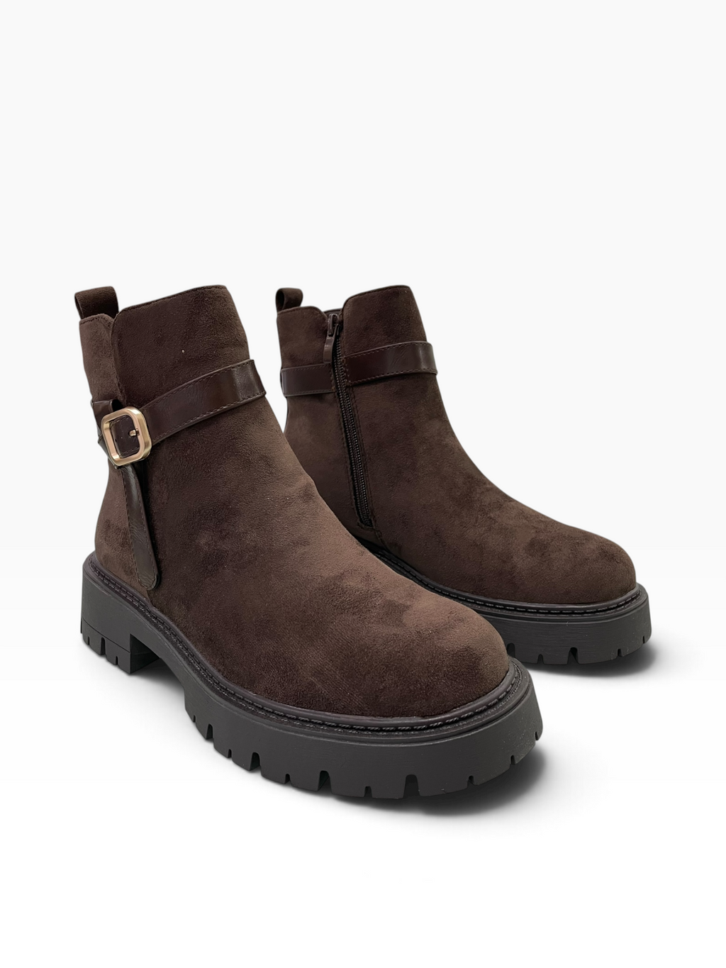 Ankle Boots με Αγκράφα & Τρακτερωτή Σόλα
