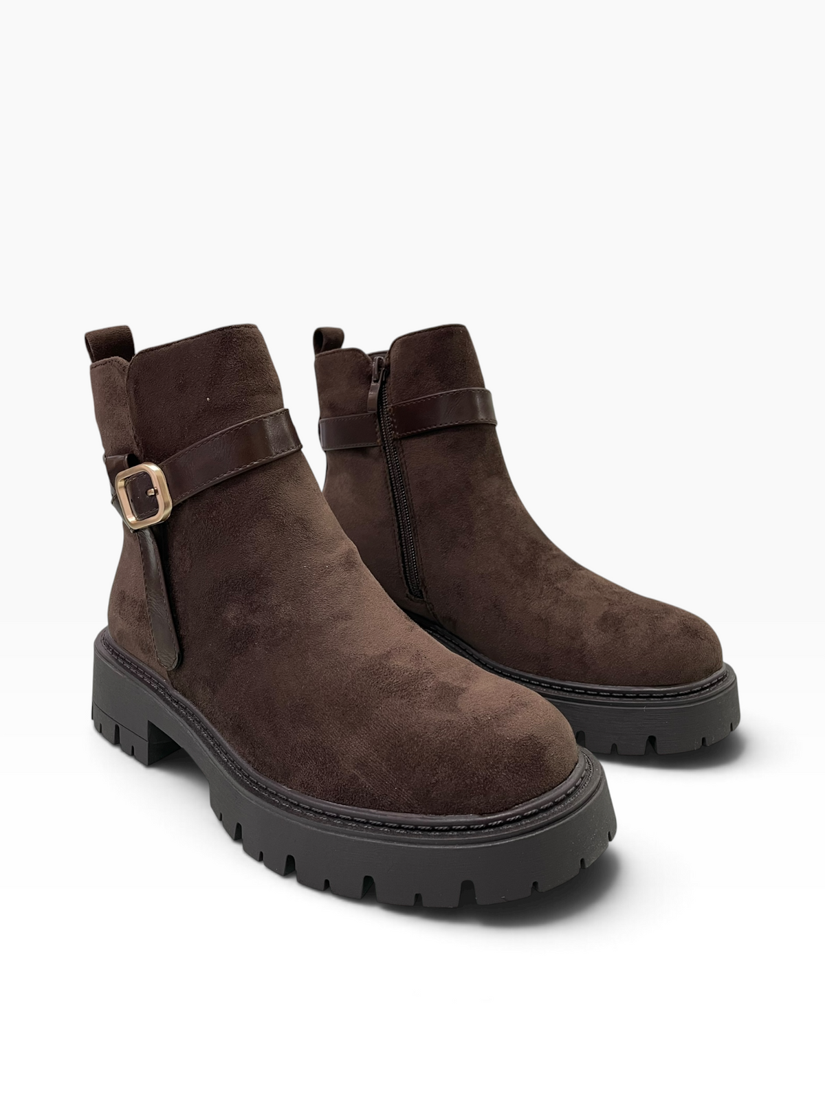 Ankle Boots με Αγκράφα & Τρακτερωτή Σόλα