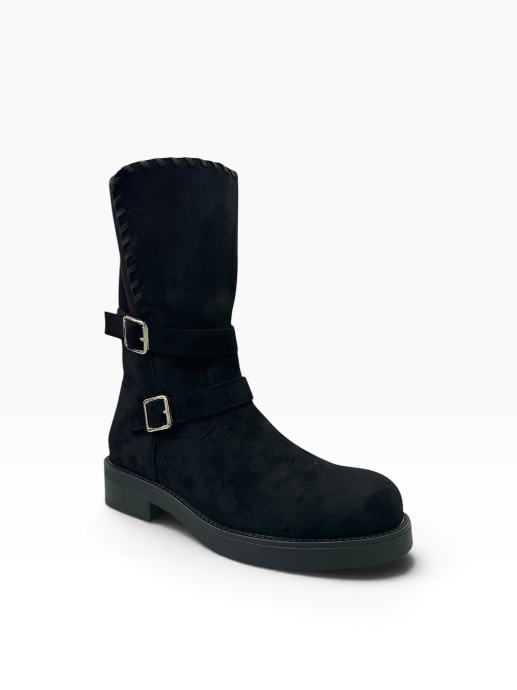 Σουέτ Μπότες Middle-Calf με Διπλή Αγκράφα