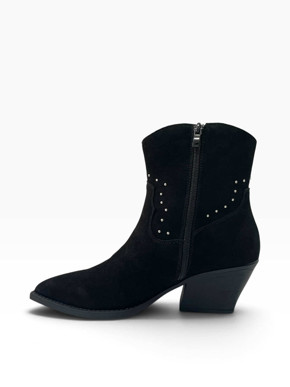 Western Suede Μποτάκια με Μεταλλικά Τρουκς