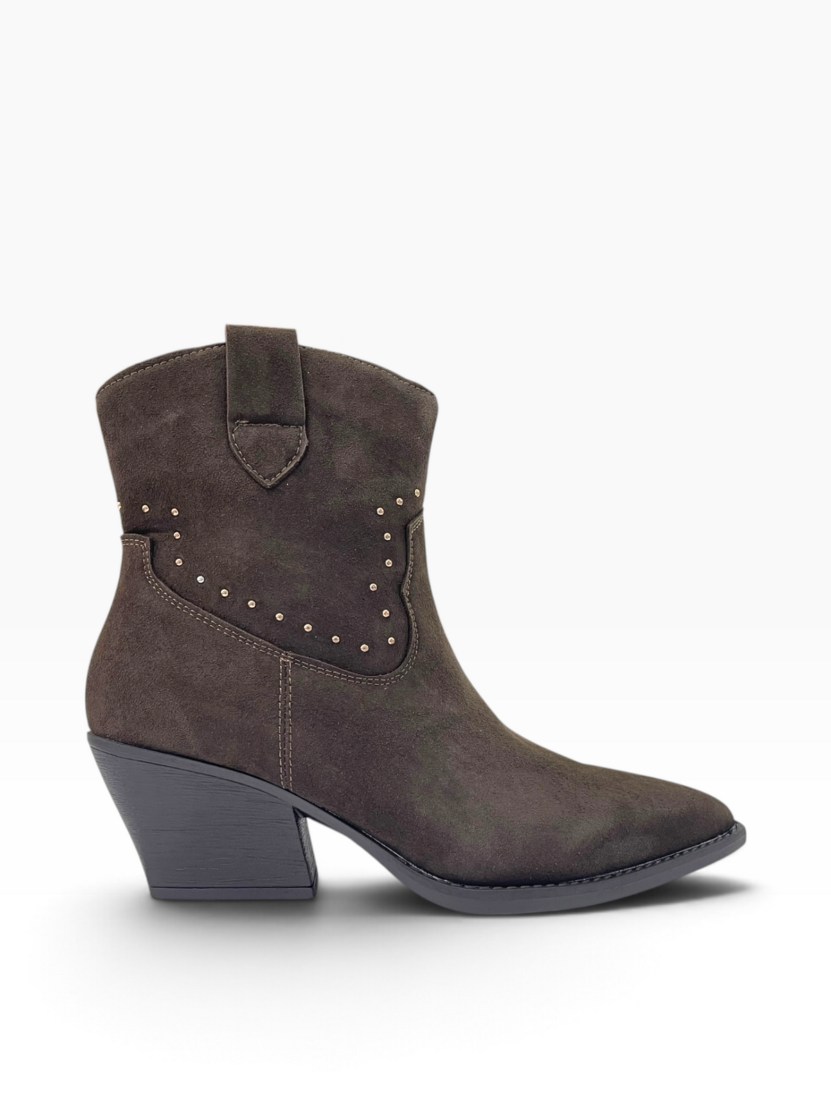 Western Suede Μποτάκια με Μεταλλικά Τρουκς