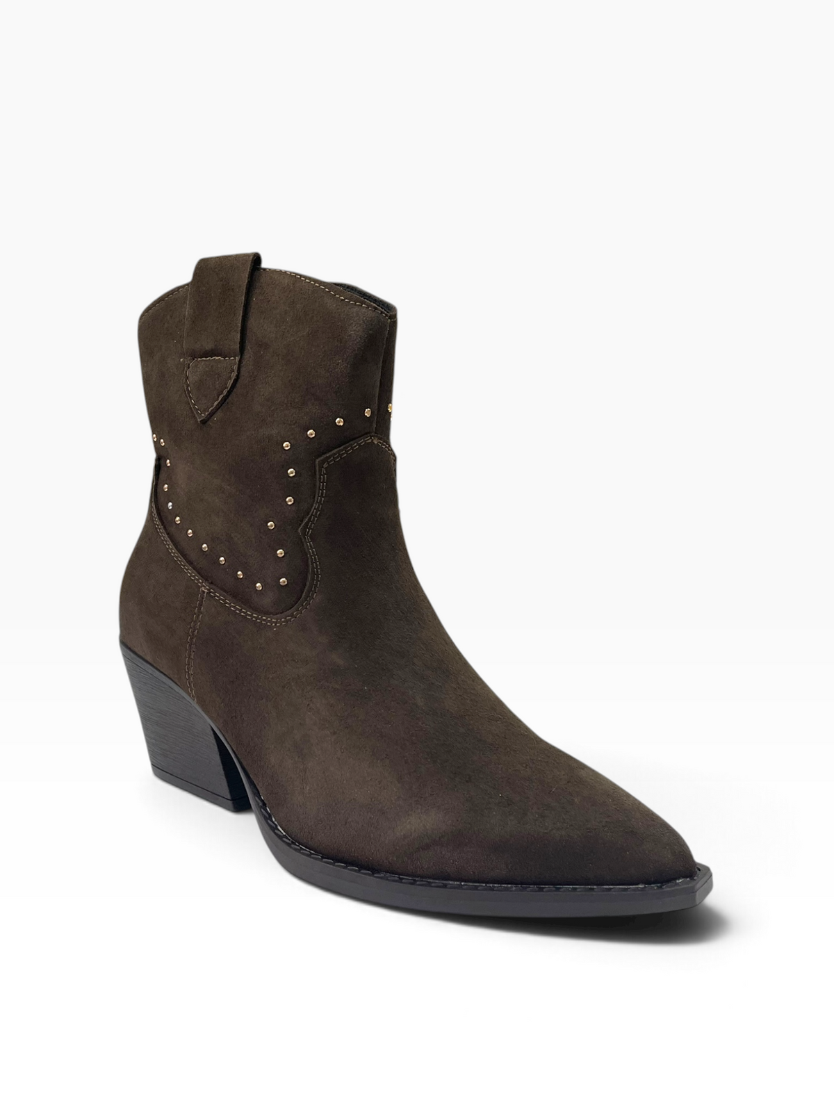Western Suede Μποτάκια με Μεταλλικά Τρουκς