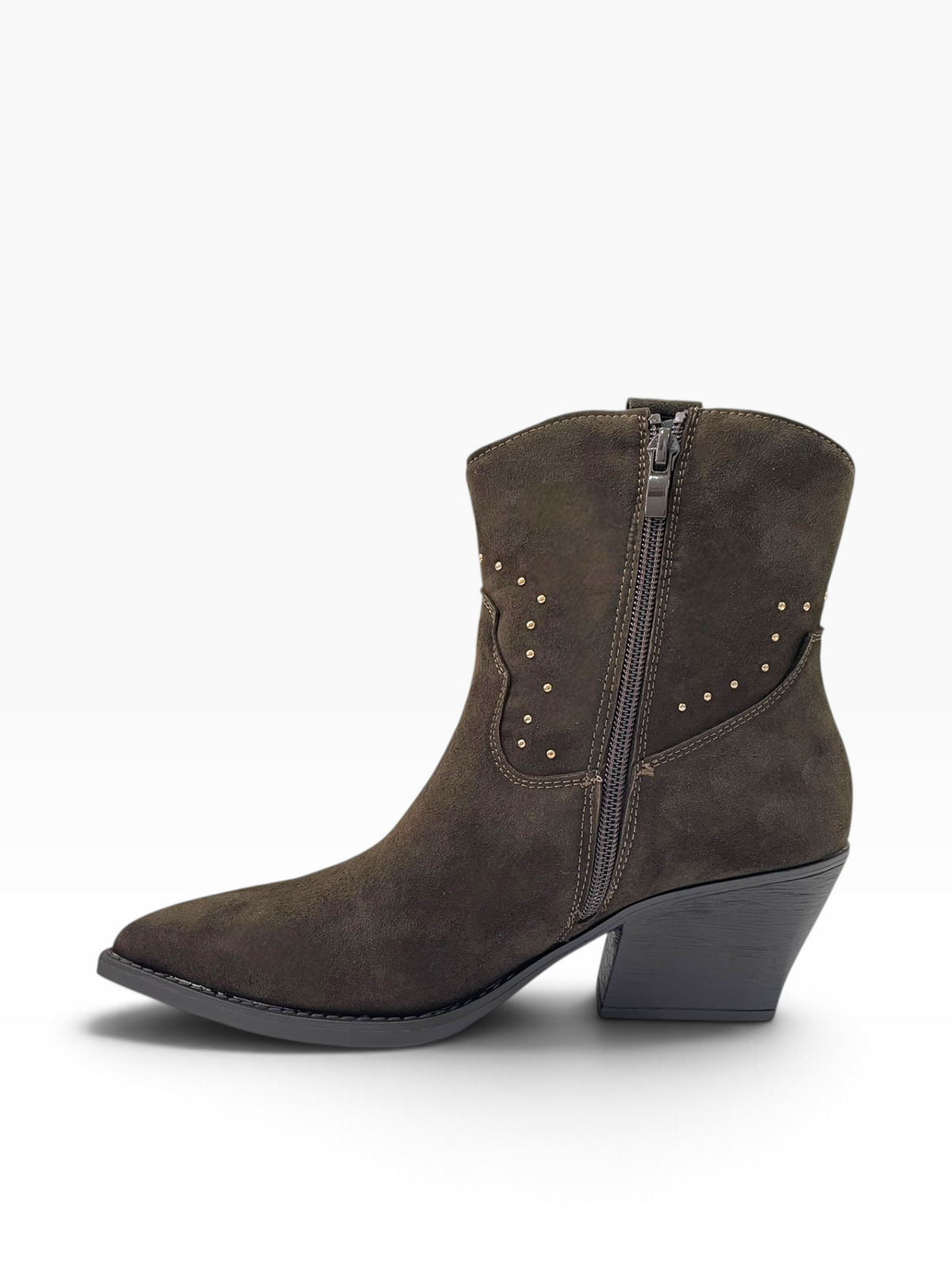 Western Suede Μποτάκια με Μεταλλικά Τρουκς