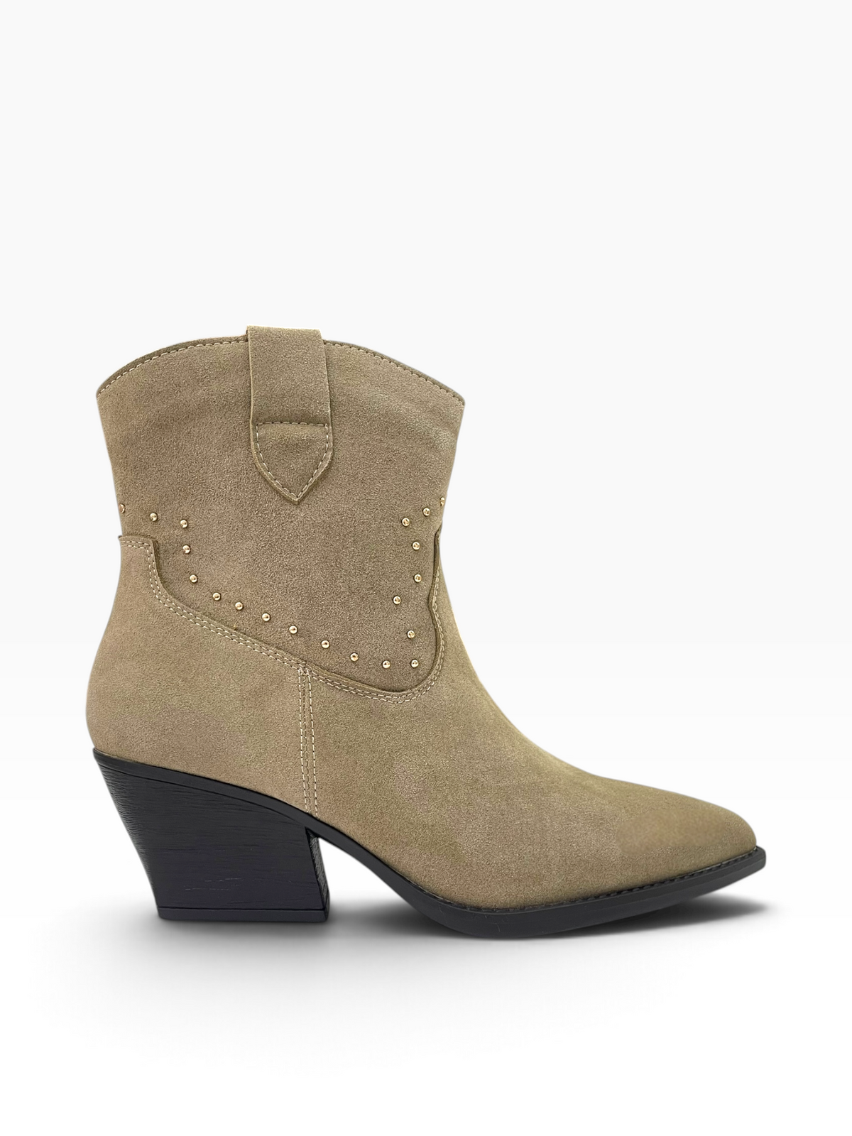 Western Suede Μποτάκια με Μεταλλικά Τρουκς