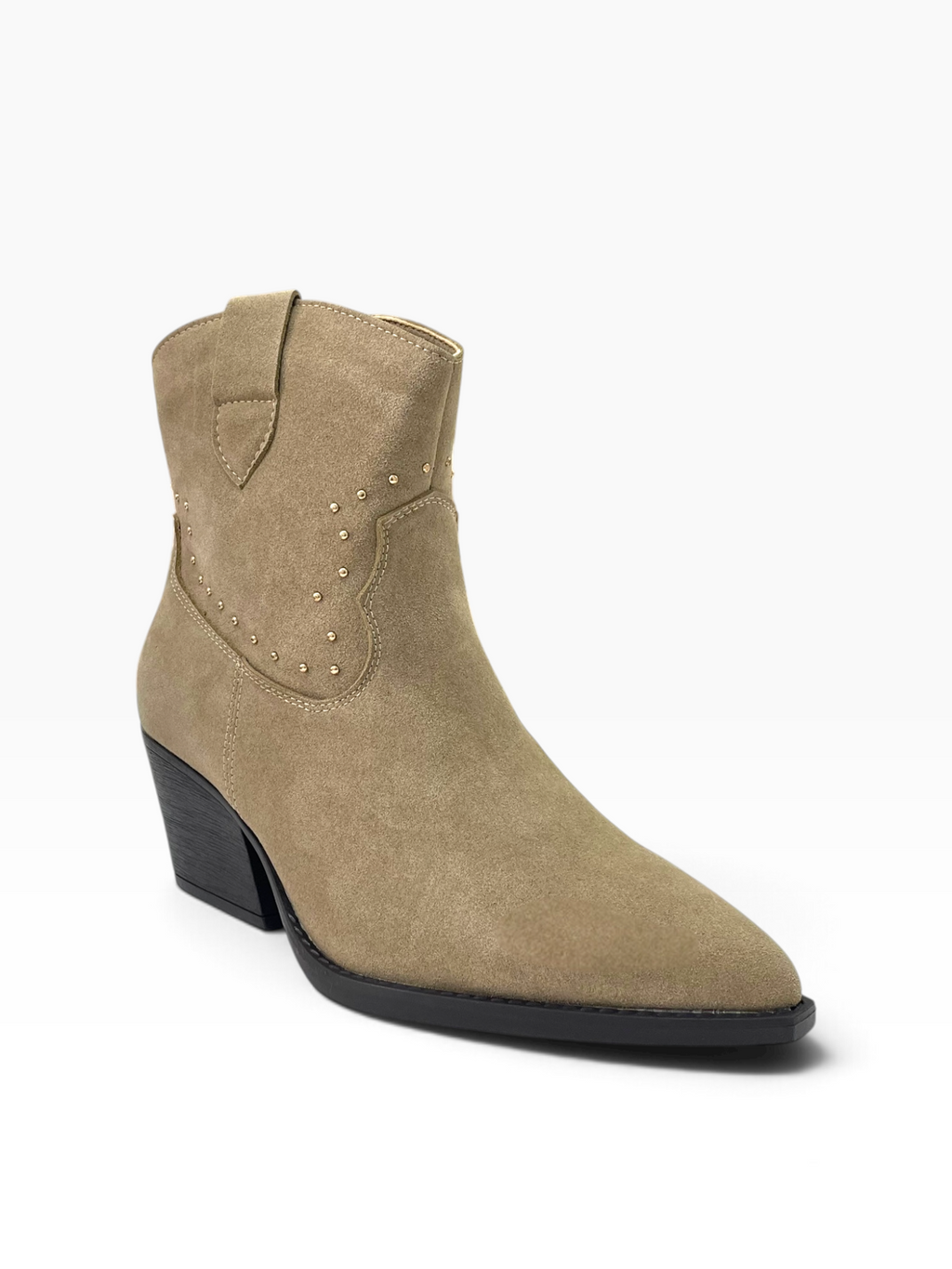 Western Suede Μποτάκια με Μεταλλικά Τρουκς
