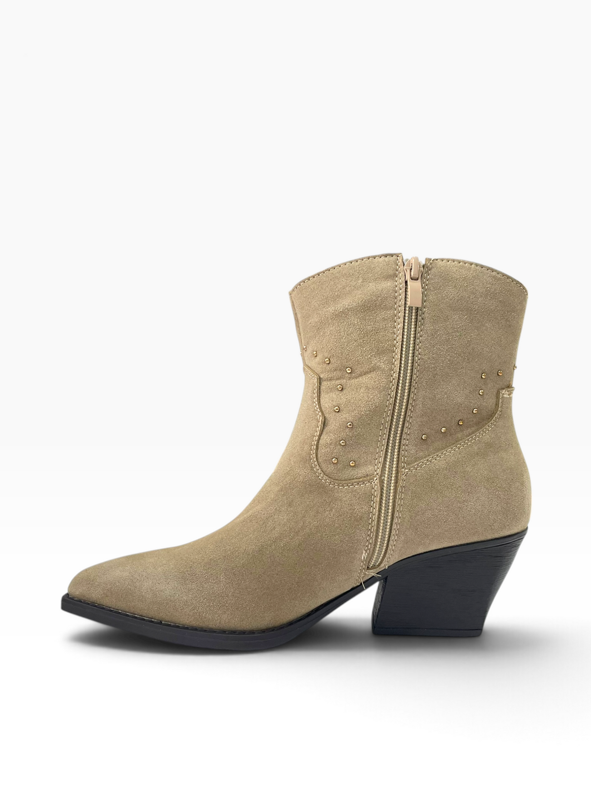 Western Suede Μποτάκια με Μεταλλικά Τρουκς