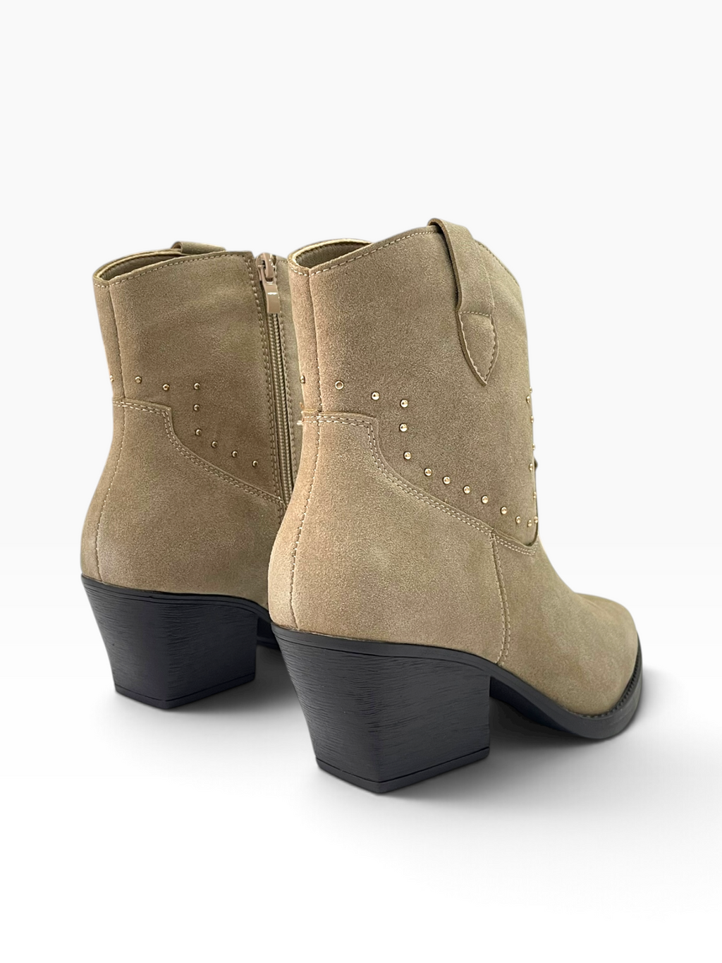 Western Suede Μποτάκια με Μεταλλικά Τρουκς