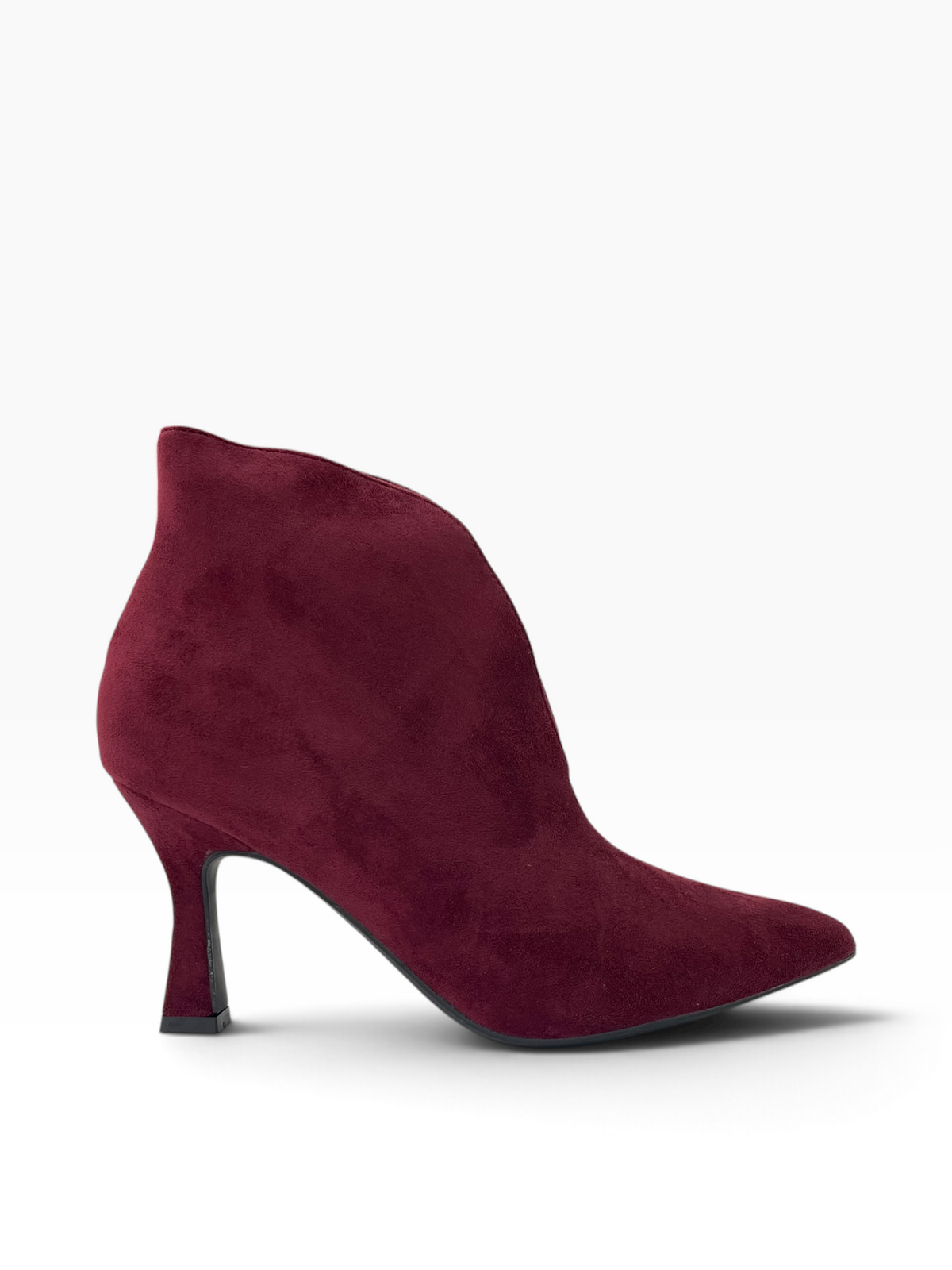 Suede Μπορντό Ankle Boots με V-Cut
