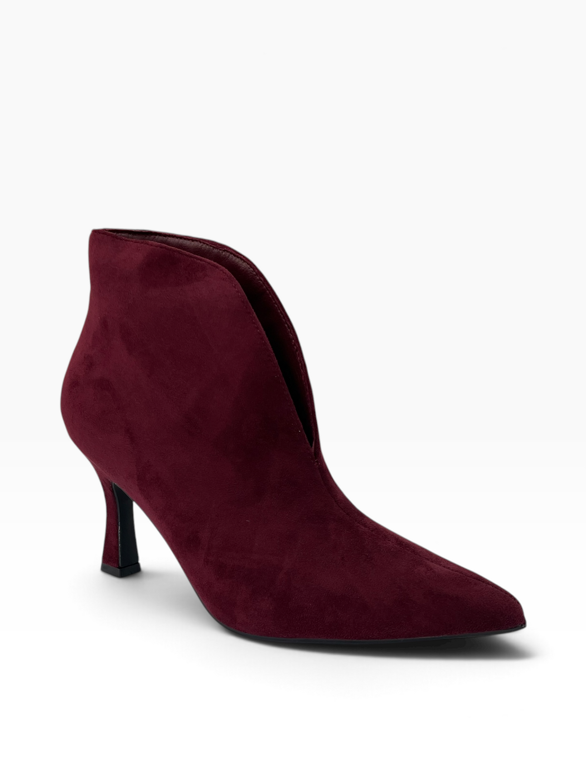 Suede Μπορντό Ankle Boots με V-Cut