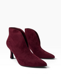Suede Μπορντό Ankle Boots με V-Cut