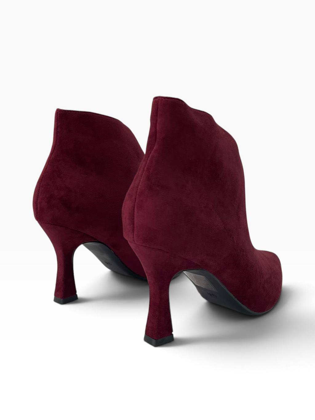 Suede Μπορντό Ankle Boots με V-Cut