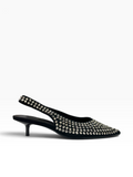 Μαύρες slingback γόβες με kitten heel και ασημένια τρουκς