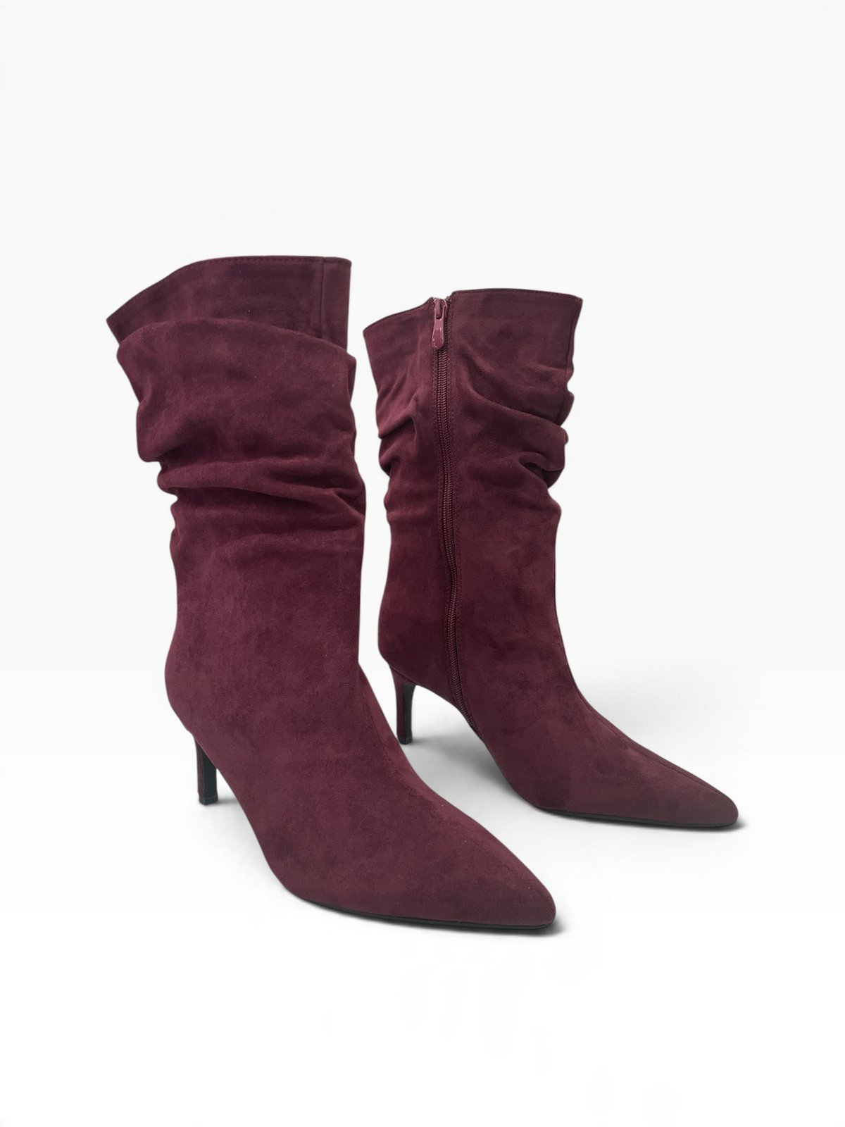 Suede Μποτάκια Mid-Calf με Σούρες