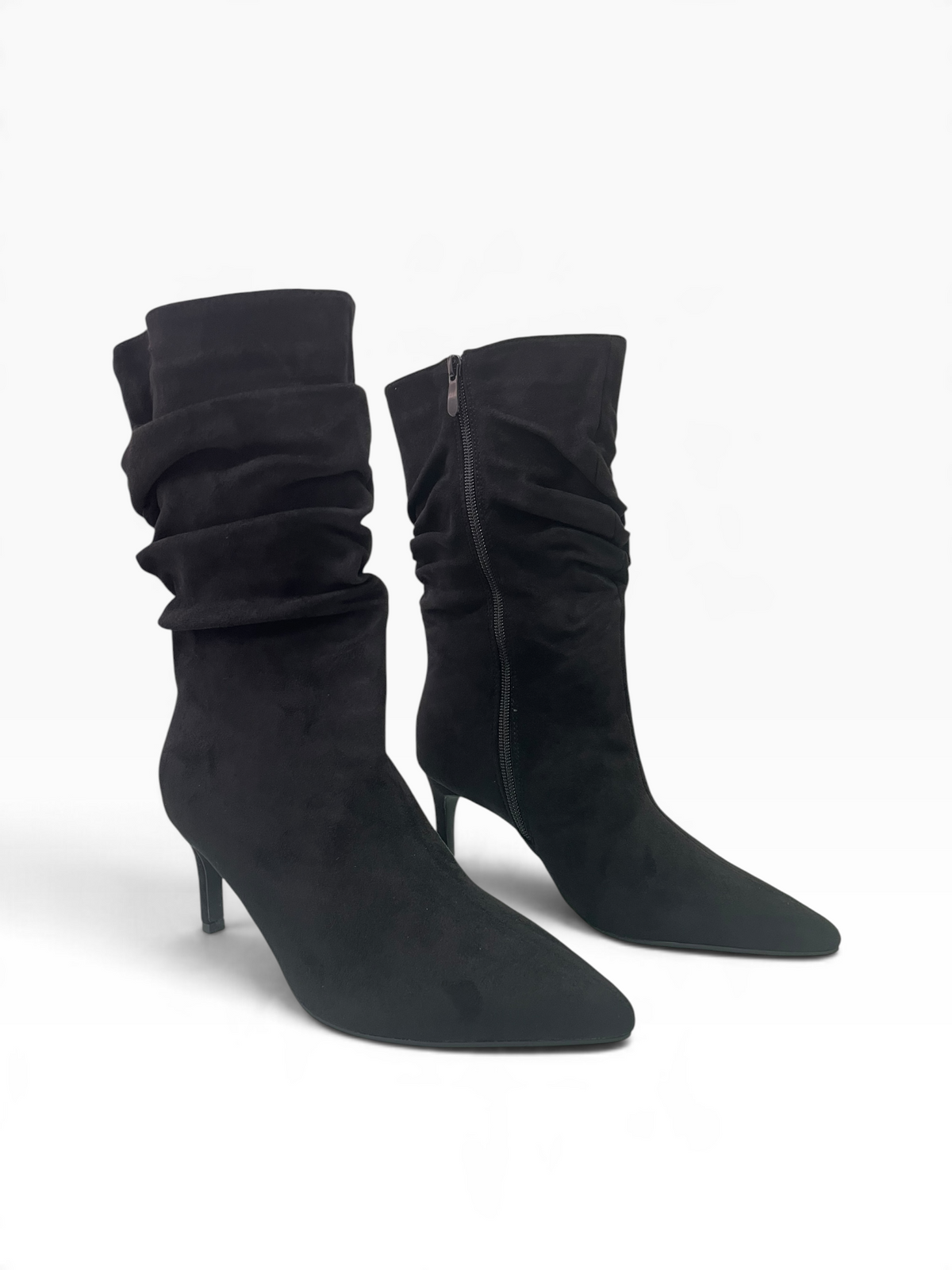 Suede Μποτάκια Mid-Calf με Σούρες