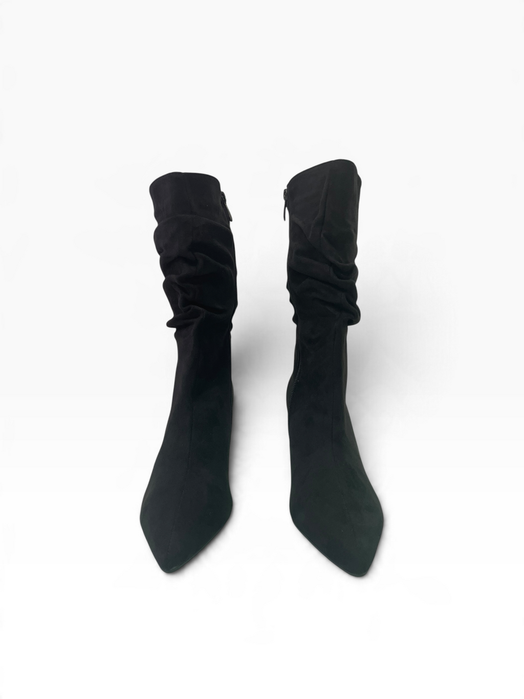 Suede Μποτάκια Mid-Calf με Σούρες