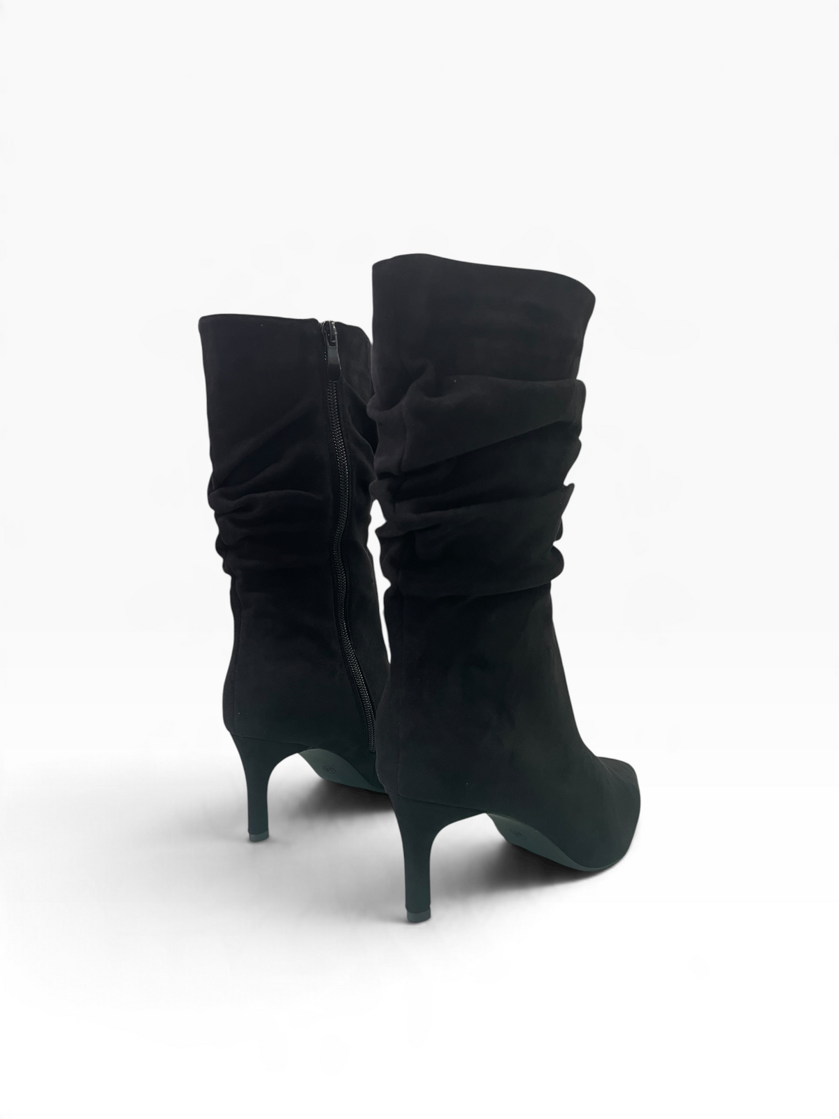 Suede Μποτάκια Mid-Calf με Σούρες
