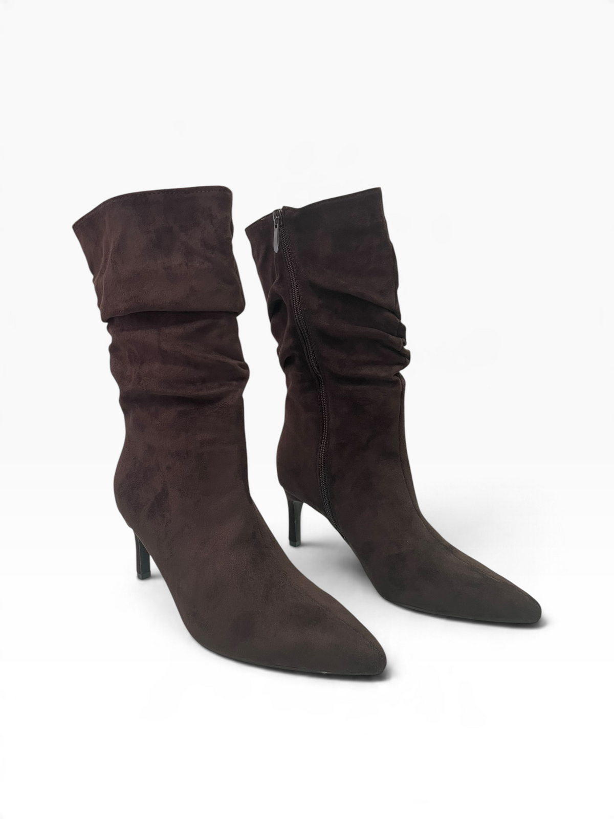 Suede Μποτάκια Mid-Calf με Σούρες