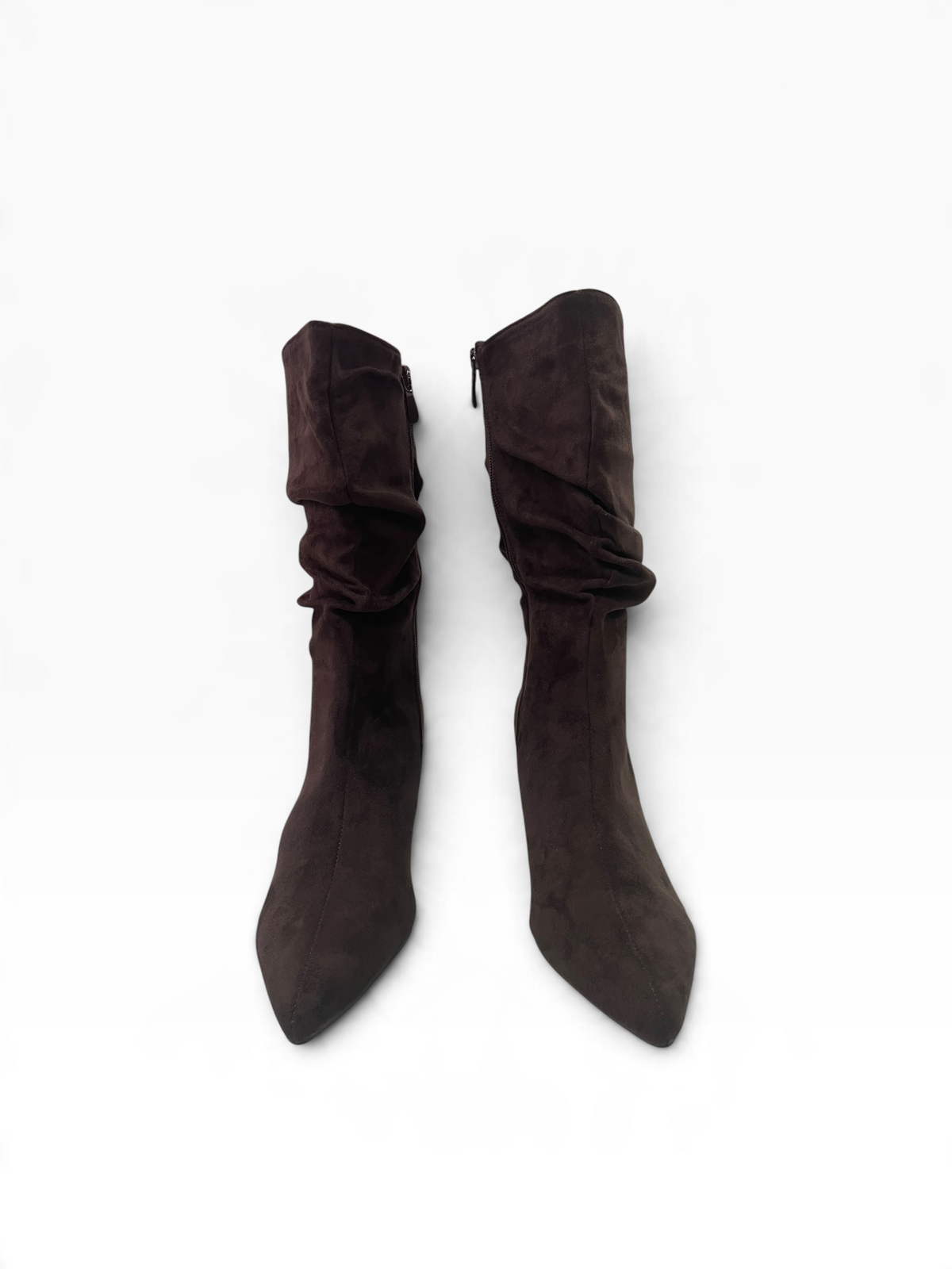 Suede Μποτάκια Mid-Calf με Σούρες