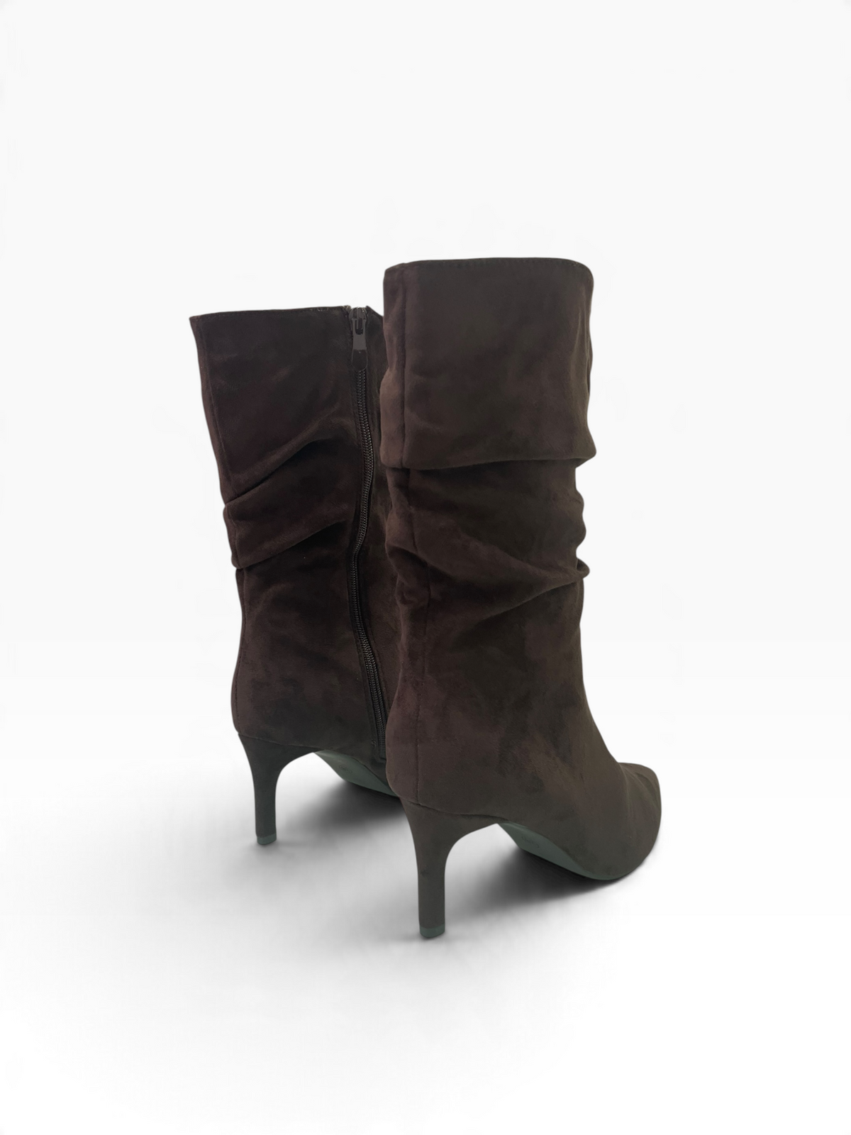 Suede Μποτάκια Mid-Calf με Σούρες