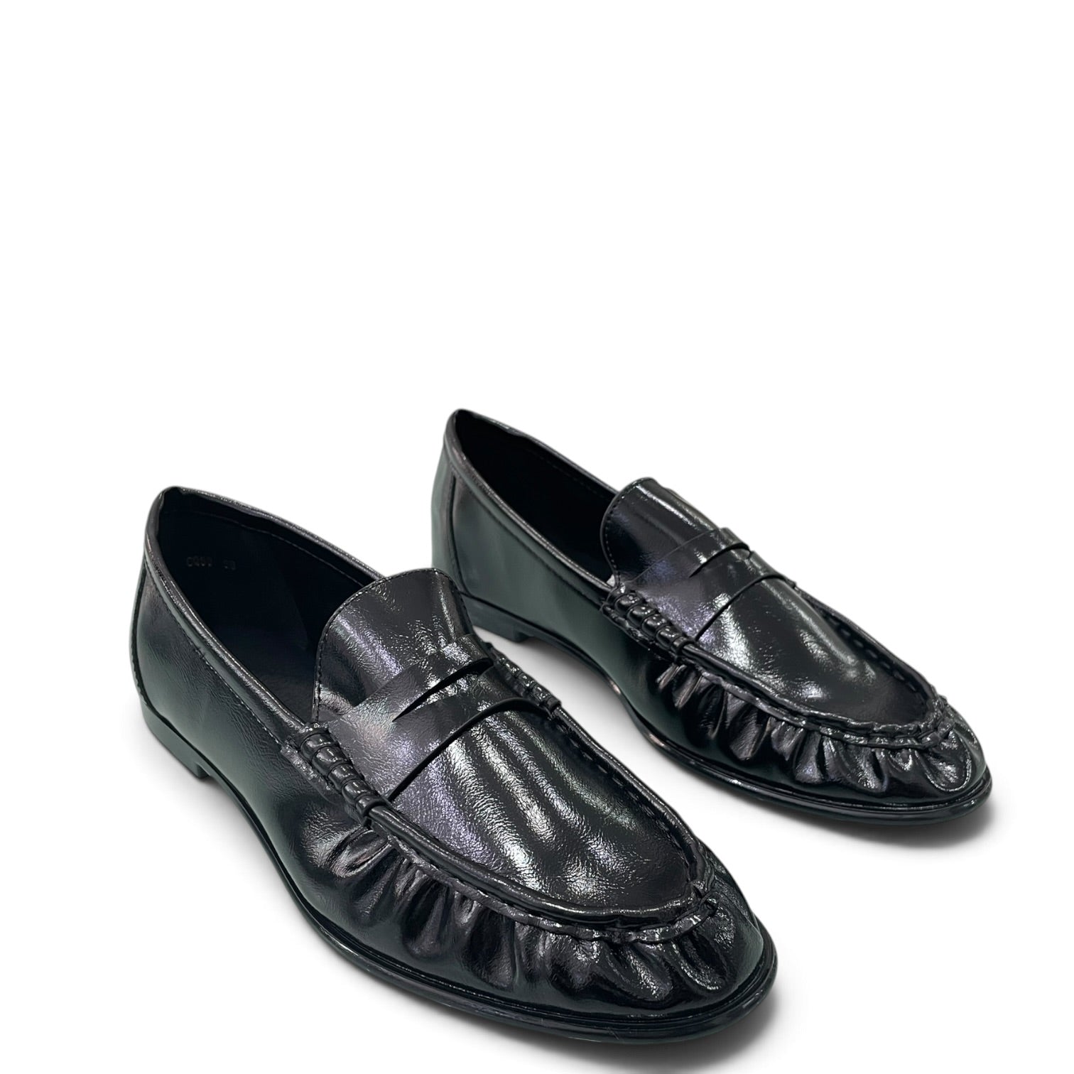 Μοκασίνια Loafers Λουστρίνι με Σούρες