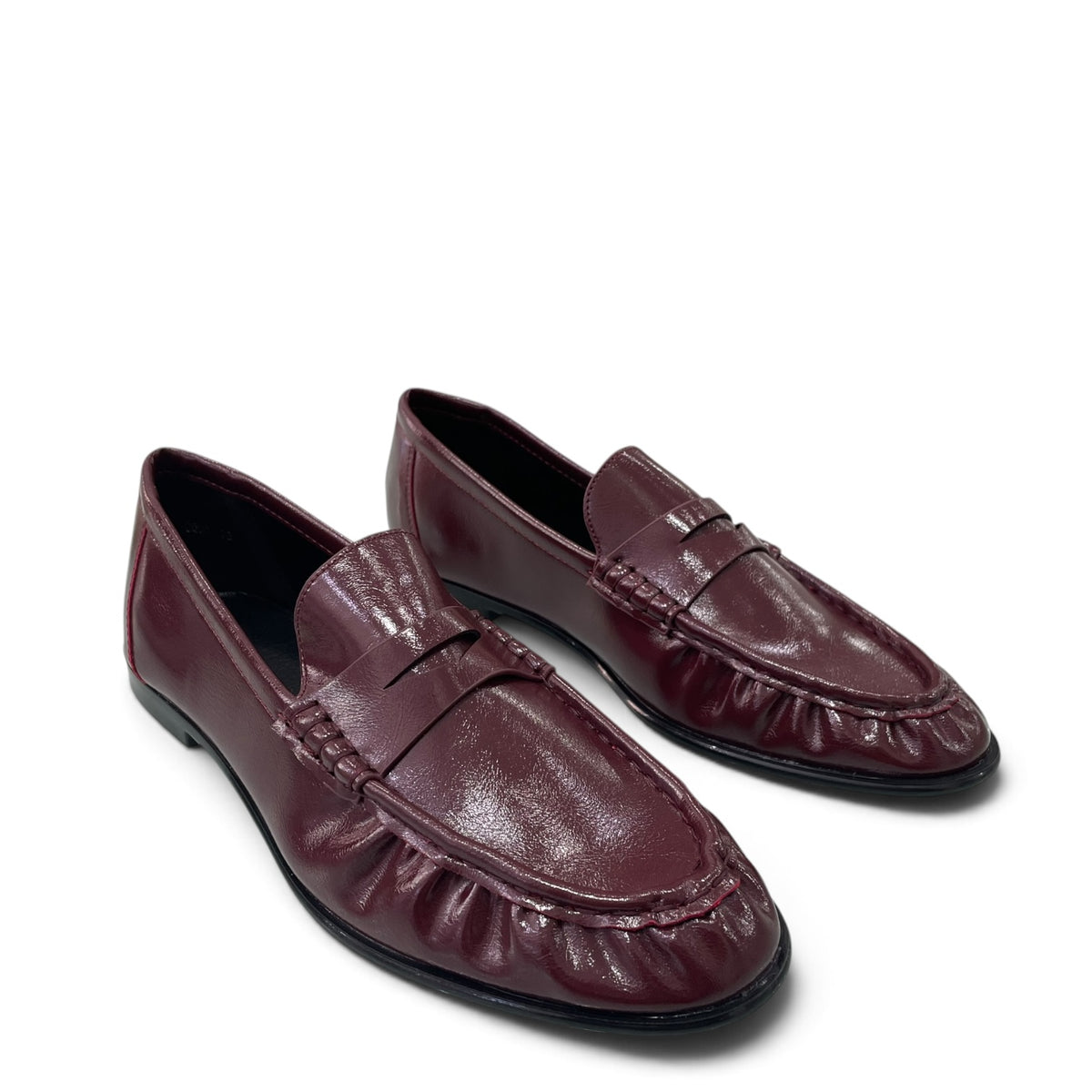 Μοκασίνια Loafers Λουστρίνι με Σούρες