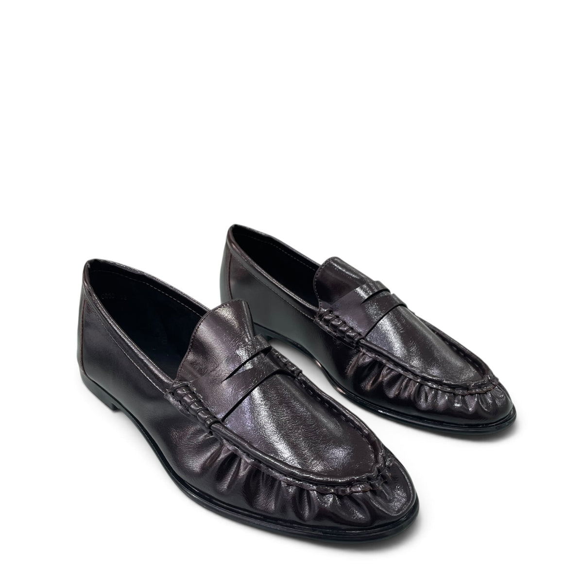 Μοκασίνια Loafers Λουστρίνι με Σούρες