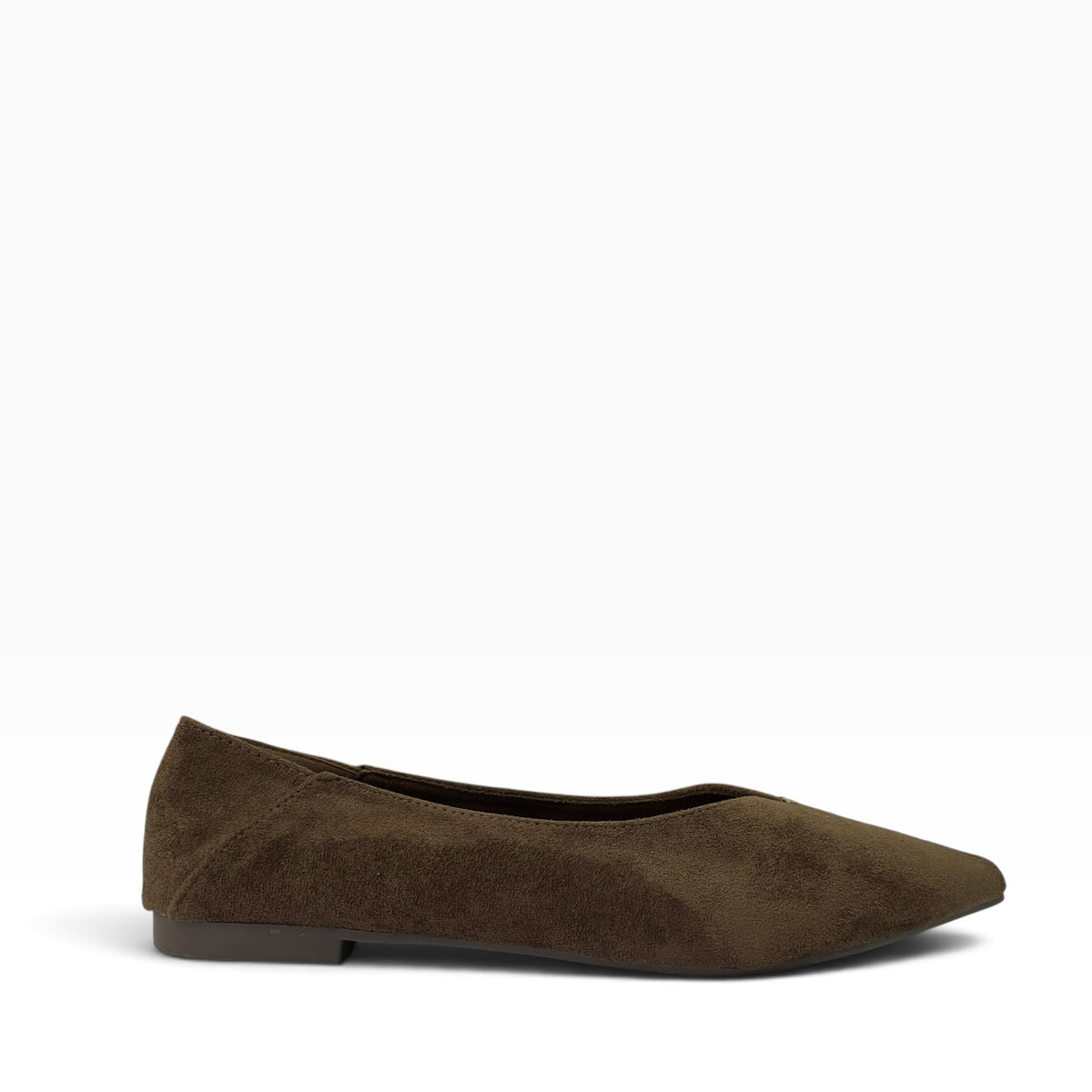Μπαλαρίνες Suede Pointed Toe με Μεταλλική Λεπτομέρεια