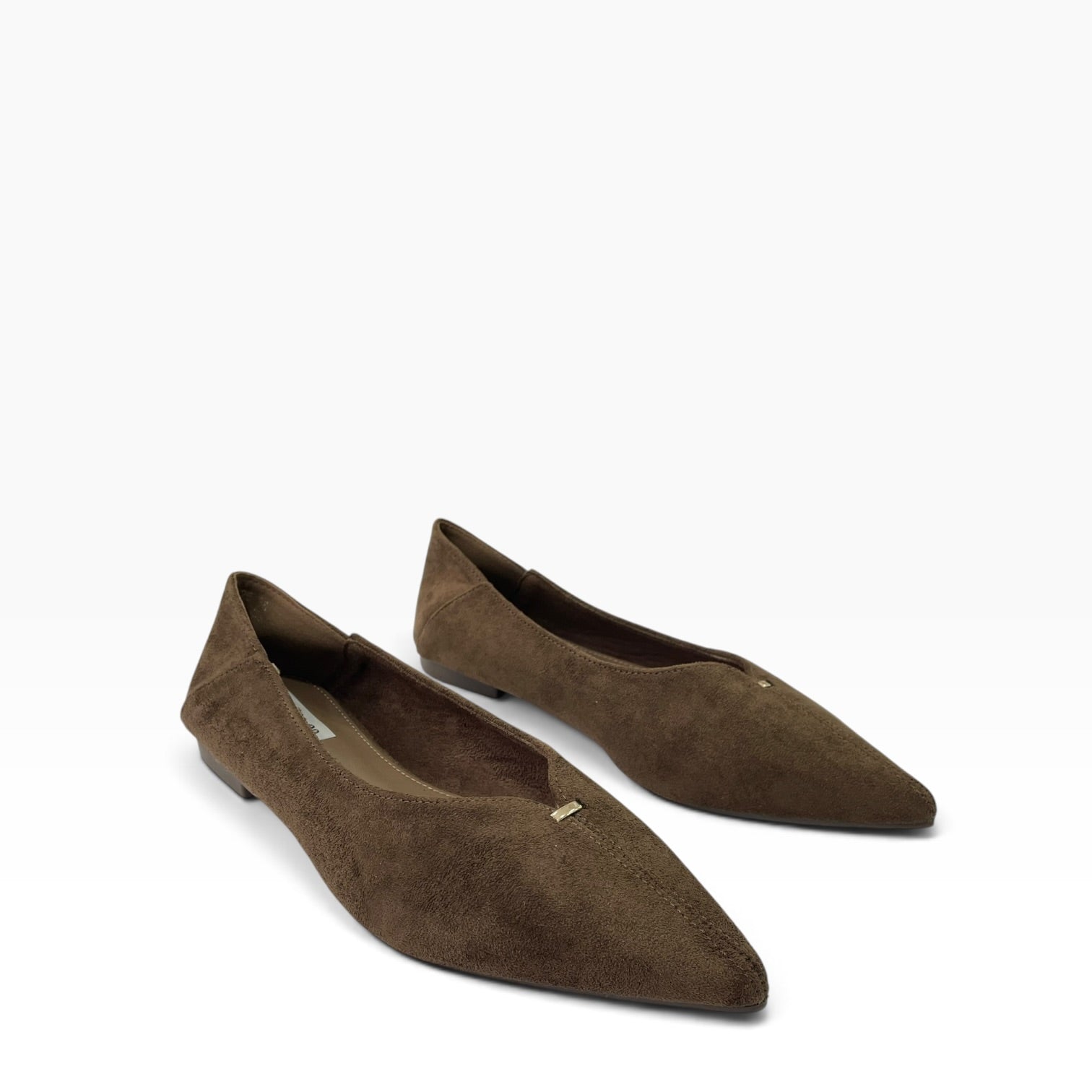 Μπαλαρίνες Suede Pointed Toe με Μεταλλική Λεπτομέρεια