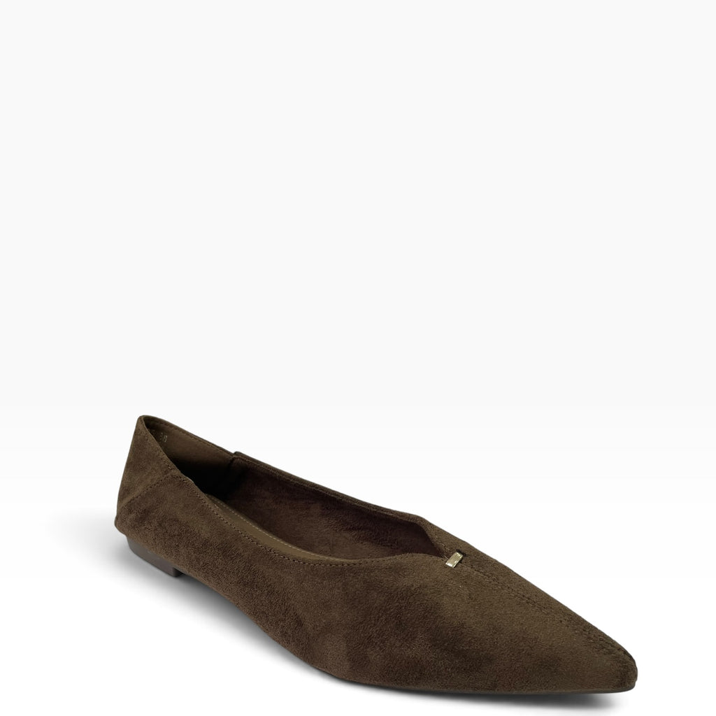 Μπαλαρίνες Suede Pointed Toe με Μεταλλική Λεπτομέρεια