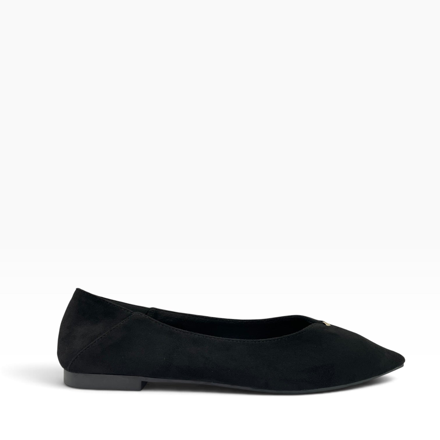 Μπαλαρίνες Suede Pointed Toe με Μεταλλική Λεπτομέρεια