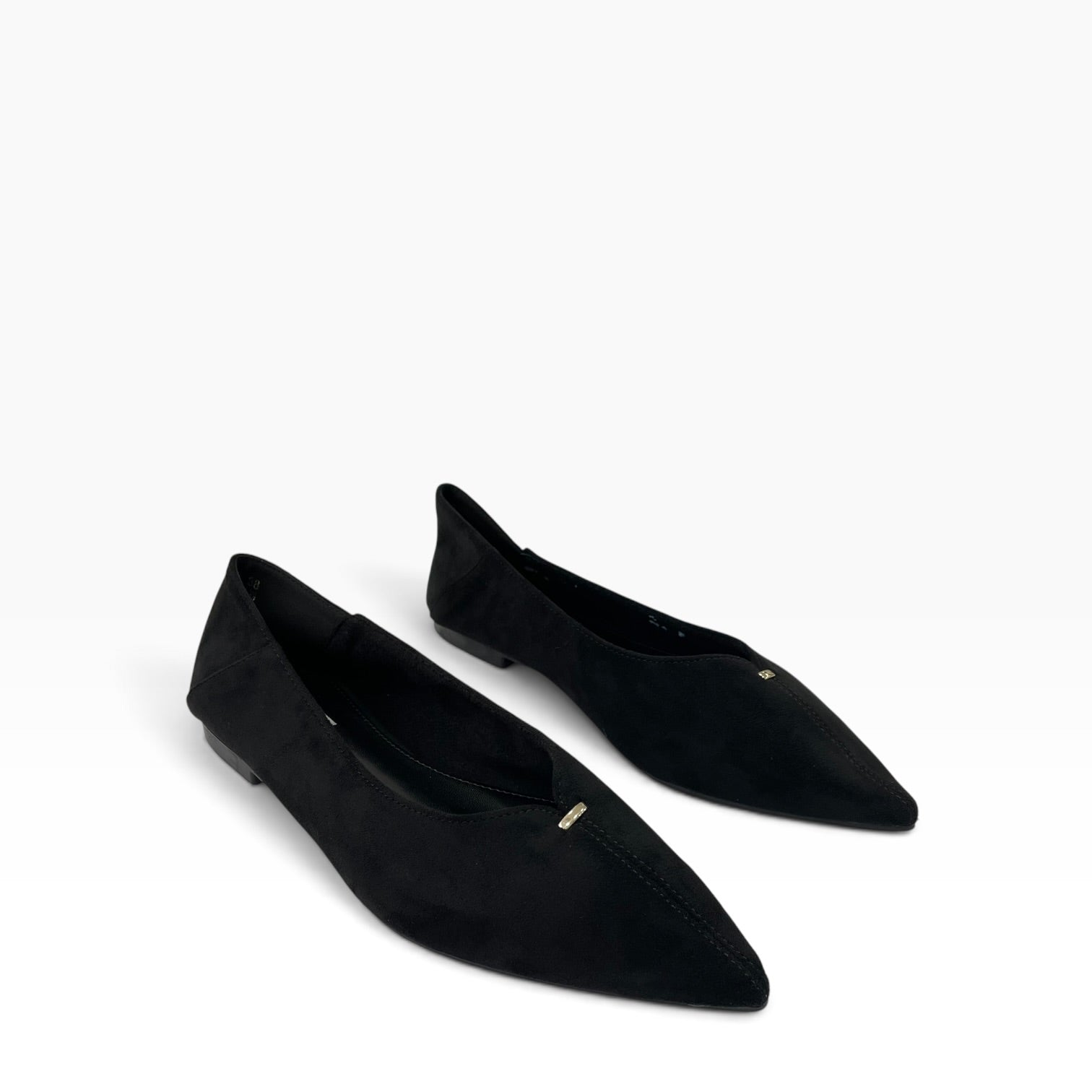 Μπαλαρίνες Suede Pointed Toe με Μεταλλική Λεπτομέρεια