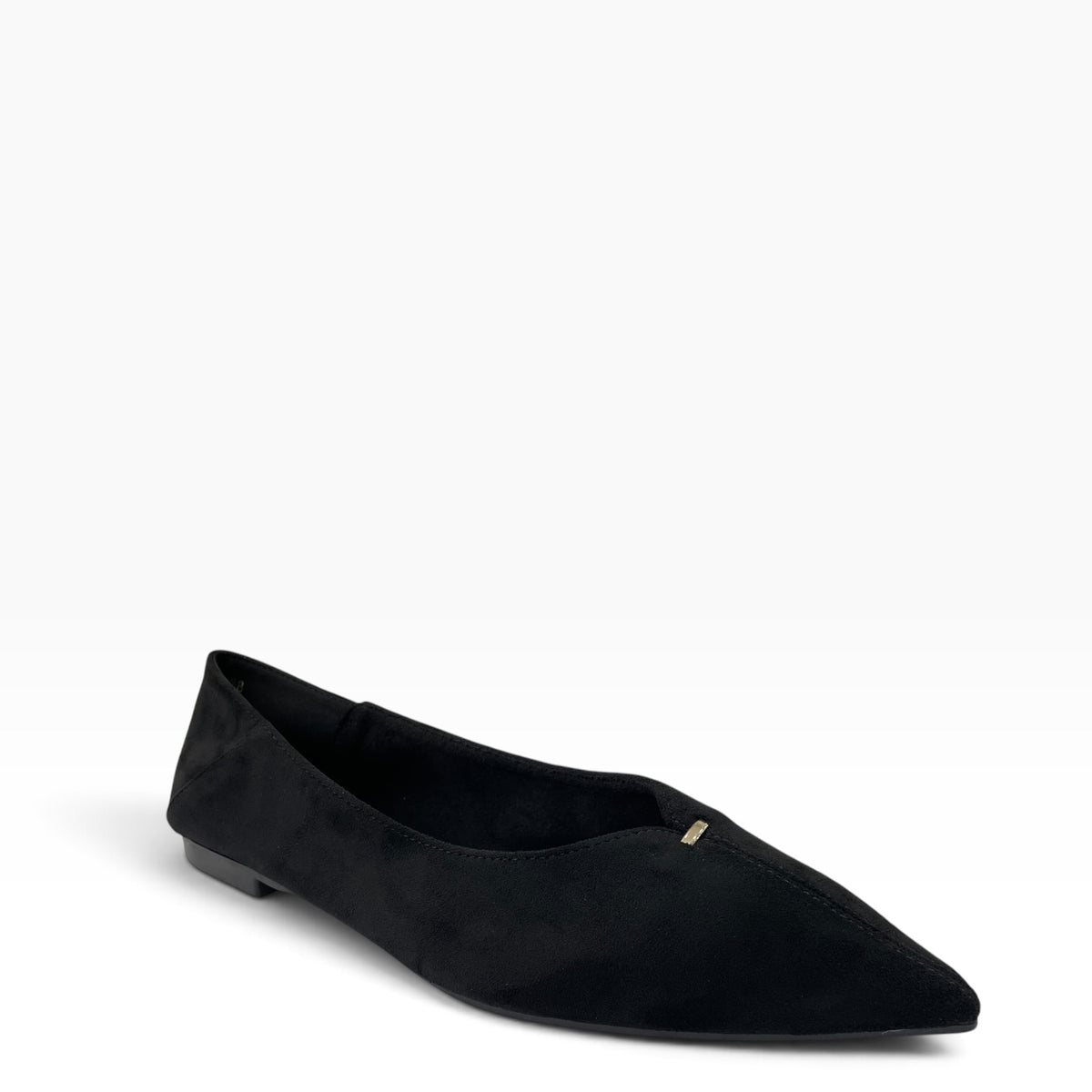 Μπαλαρίνες Suede Pointed Toe με Μεταλλική Λεπτομέρεια