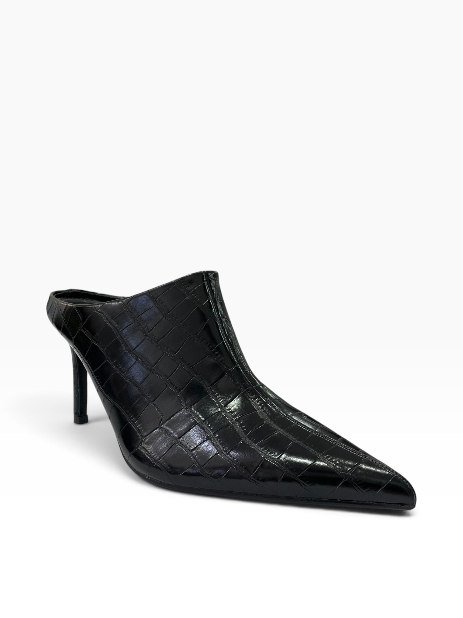 Mules με Τακούνι & Croco Υφή