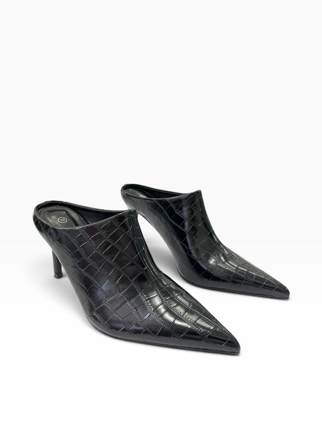 Mules με Τακούνι & Croco Υφή