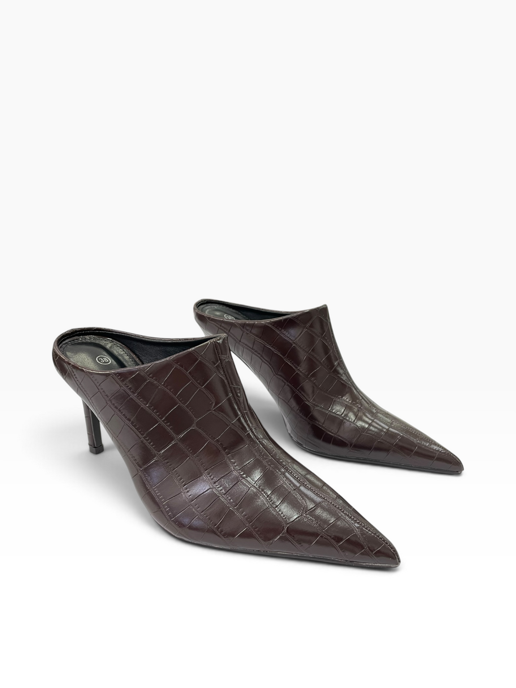 Mules με Τακούνι & Croco Υφή
