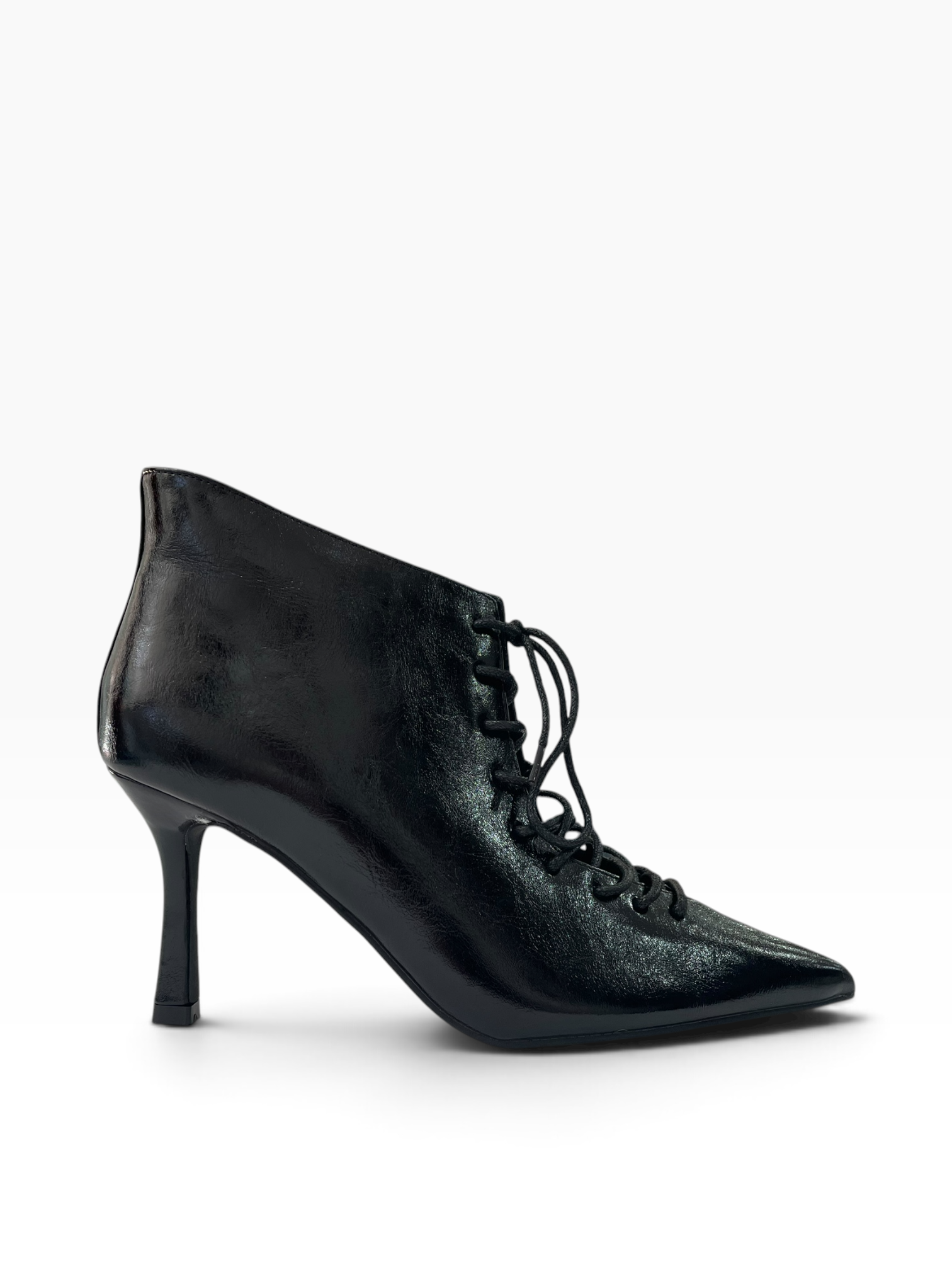 Lace-Up Μποτάκι Αστραγάλου με Μυτερή Μύτη & Λεπτό Τακούνι
