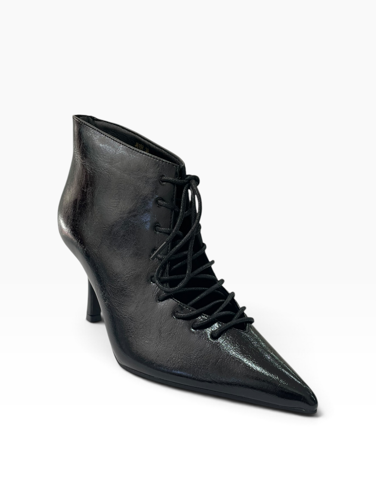 Lace-Up Μποτάκι Αστραγάλου με Μυτερή Μύτη & Λεπτό Τακούνι